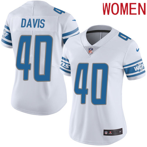 2019 Women Detroit Lions #40 Davis white Nike Vapor Untouchable Limited NFL Jersey